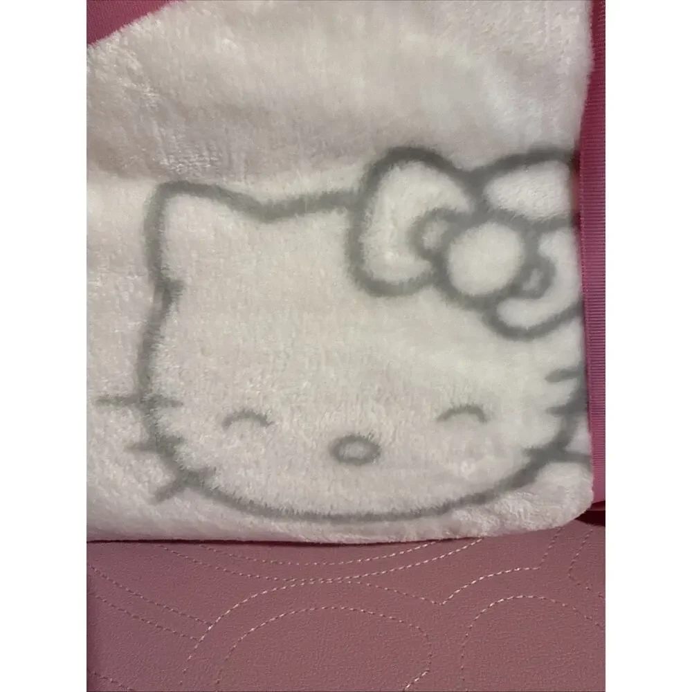 Hello Kitty Throw Blanket White Gray Grey Face Queen Super Soft 2024 Sanrio